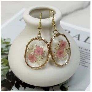 NEW! Pink Resin Flower Earrings